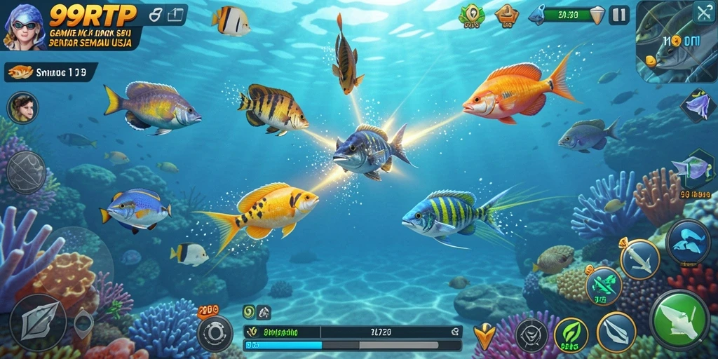 Gameplay seru Tembak Ikan di 99RTP dengan banyak pilihan ikan.