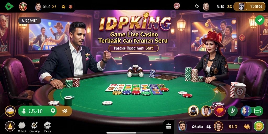 Screenshot gameplay IDPKING yang menampilkan dealer langsung dan interaksi pemain.