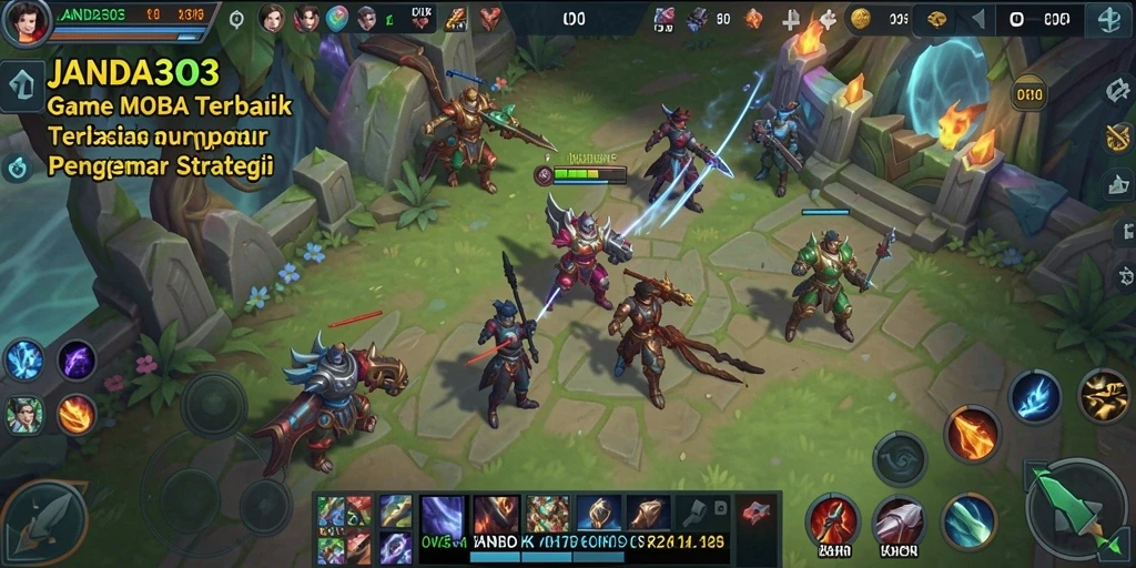 Screenshot JANDA303 yang menunjukkan aksi seru di arena MOBA.