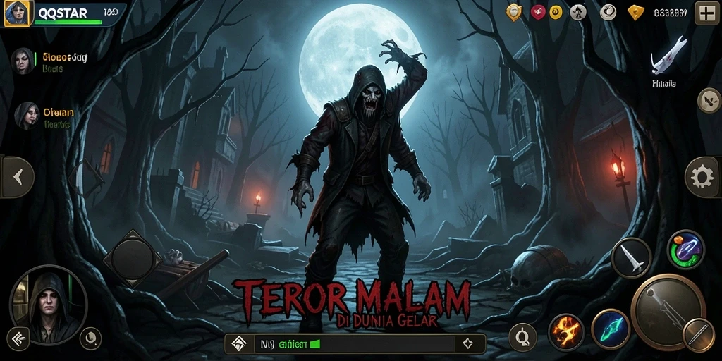 Gameplay menegangkan di dunia kegelapan dan horor.