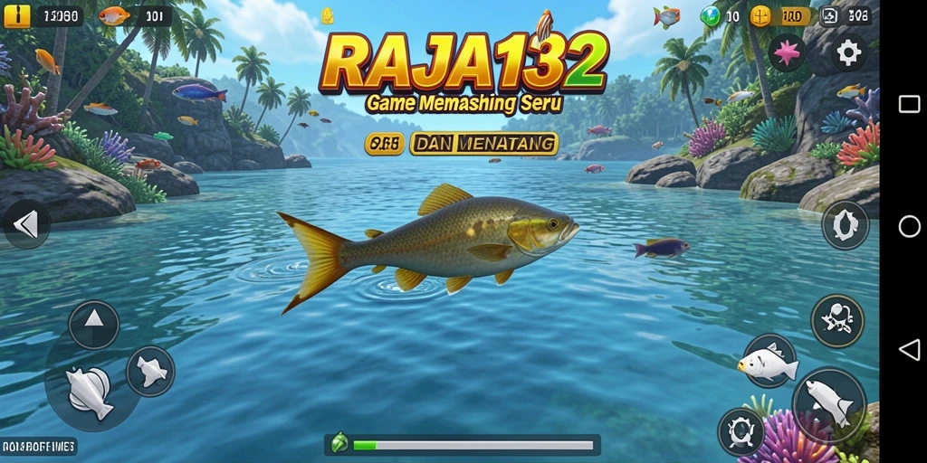 Tampilan gameplay RAJA132 dengan suasana memancing yang menakjubkan.