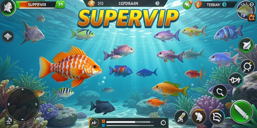 Tampilan gameplay menembak ikan di dalam SUPERVIP yang mengasyikkan.